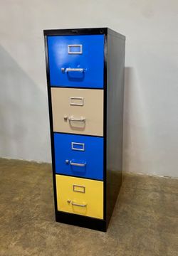 Refinished 4-Door File Cabinet - Ultramarine Blue