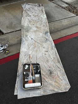 Paint supplies and drop cloth(11’ x 5‘)