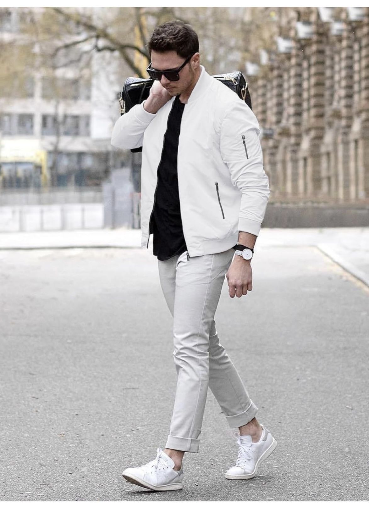 White Bomber Jacket Size L