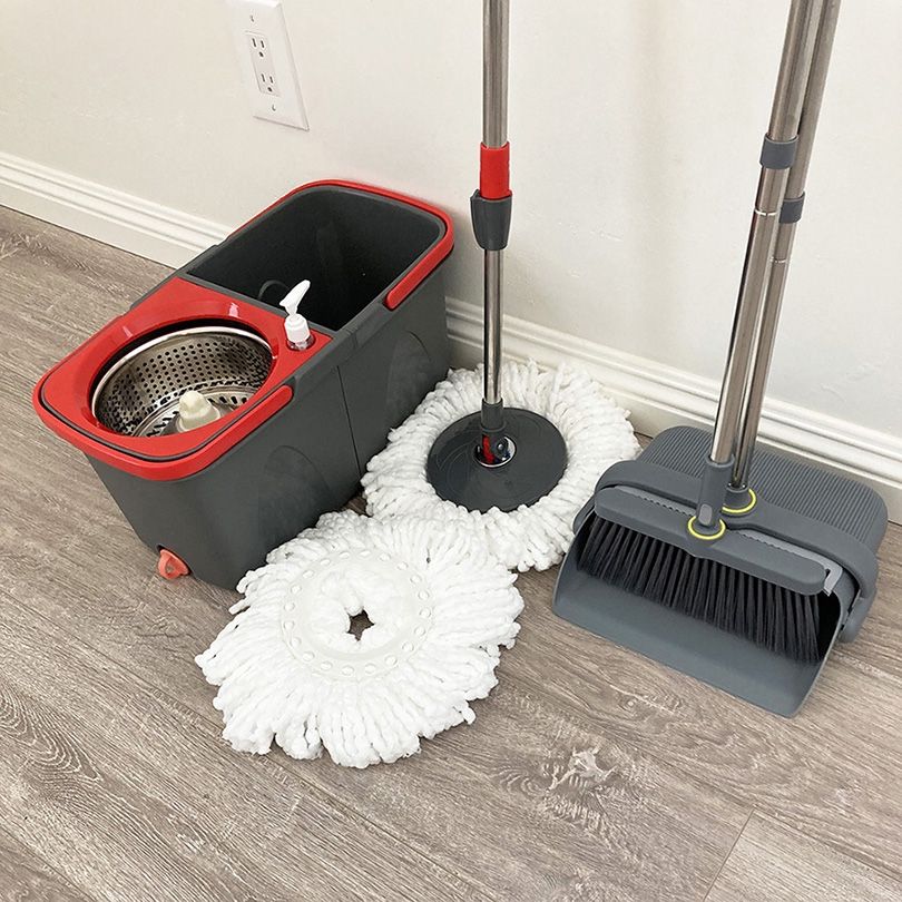 New in box $30 (Combo Set) Broom Dustpan and Spin Mop Extended Handle w/ 2pc Microfiber Replacements