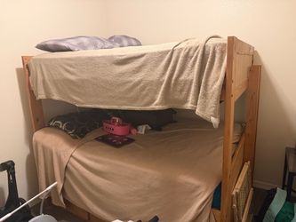 Wooden Full Size Bunk Bed+ Pull Out Trundle