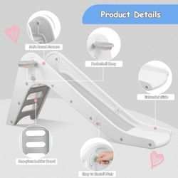 C101 $50 3 in 1 Toddler Slide, Extra Long Climber Playset w/Basketball Hoop & Ball Indoor Outdoor Playground with Non-Slip Steps, Freestanding Baby P