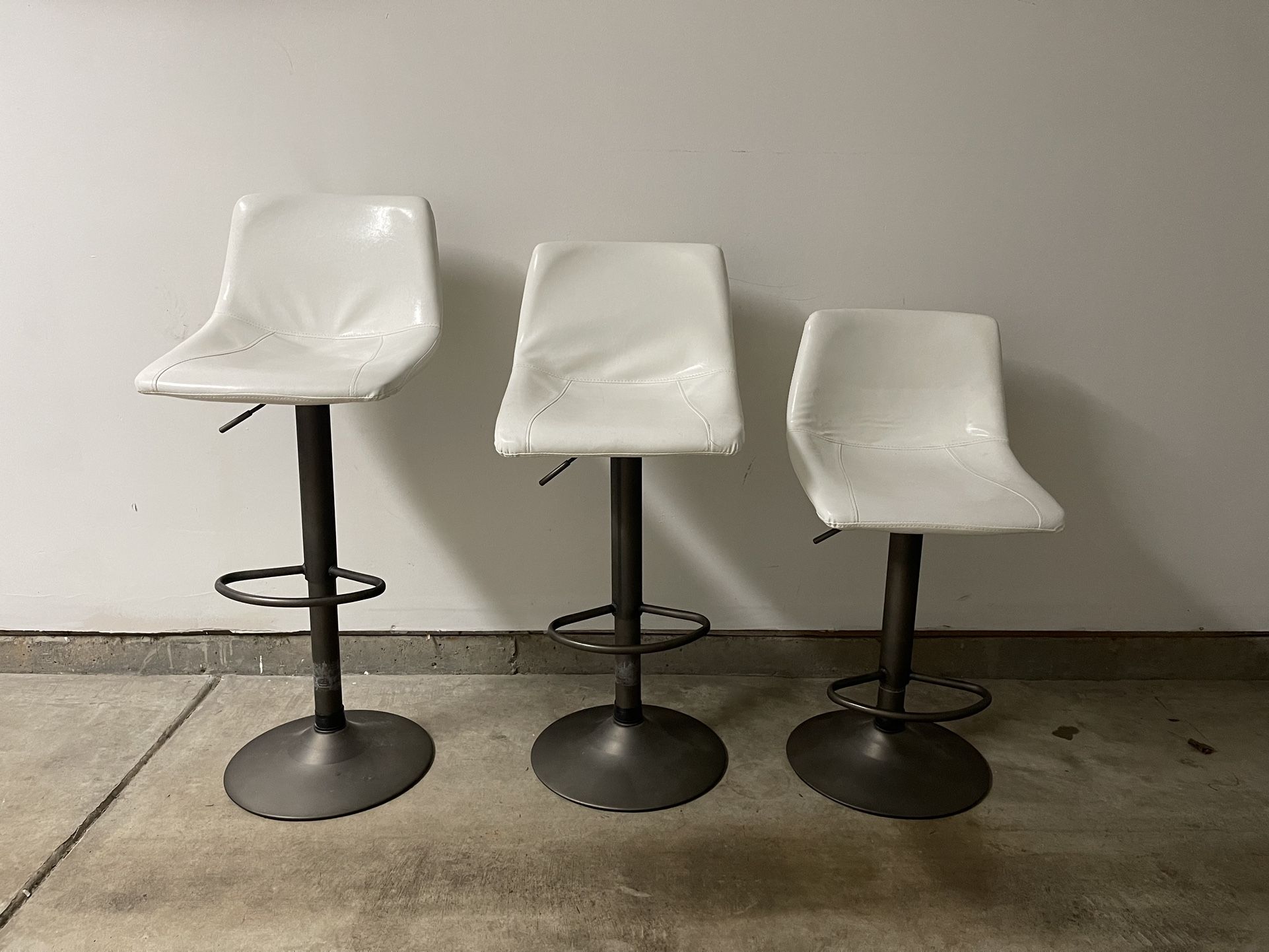 White Adjustable Barstool Chairs Set Of 3