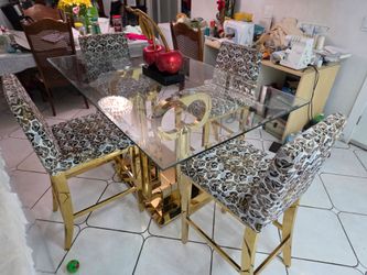 Glass Top Dining Table with 6 Chairs