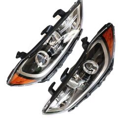  Halogen Front Headlight Assembly For 2017 2018 Hyundai Elantra SE/SEL/Value Edition Headlight Replacement Black Housing Lamp (Driver + Passenger Side