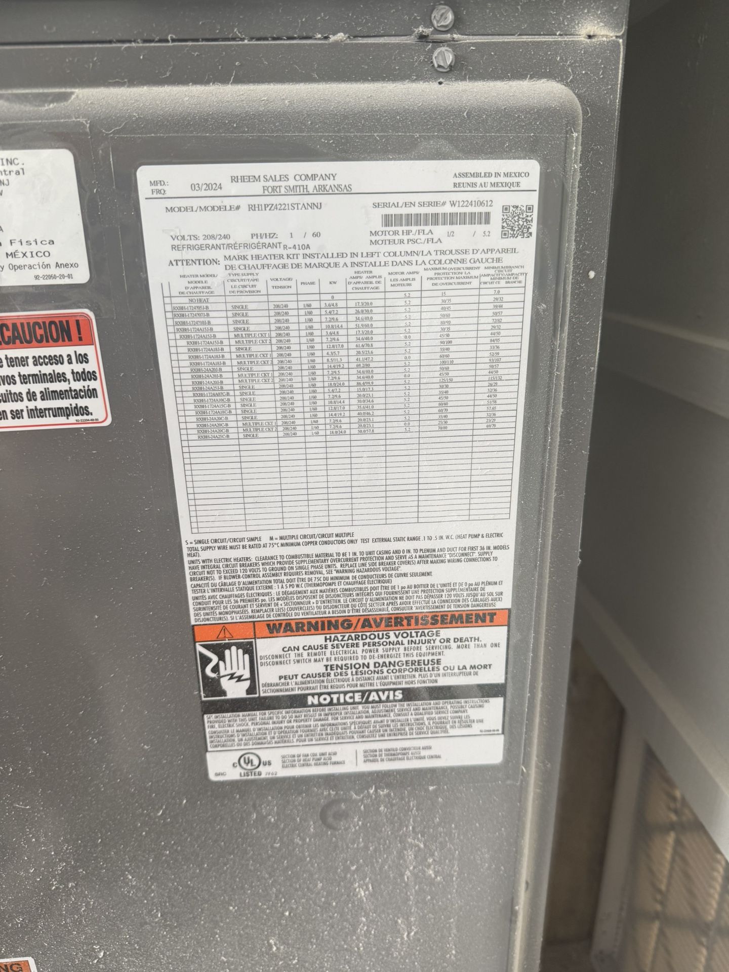 2 Ton RUUD Air Handler