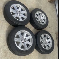 4 — 215/65r17 5x114.3 5x4.5 5x115 Stock Chrysler 300 Toyota Tacoma Cr-v Camry Corolla Civic Accord Altima Sentra Rims Wheels Good 80% Treads Tires!!!!