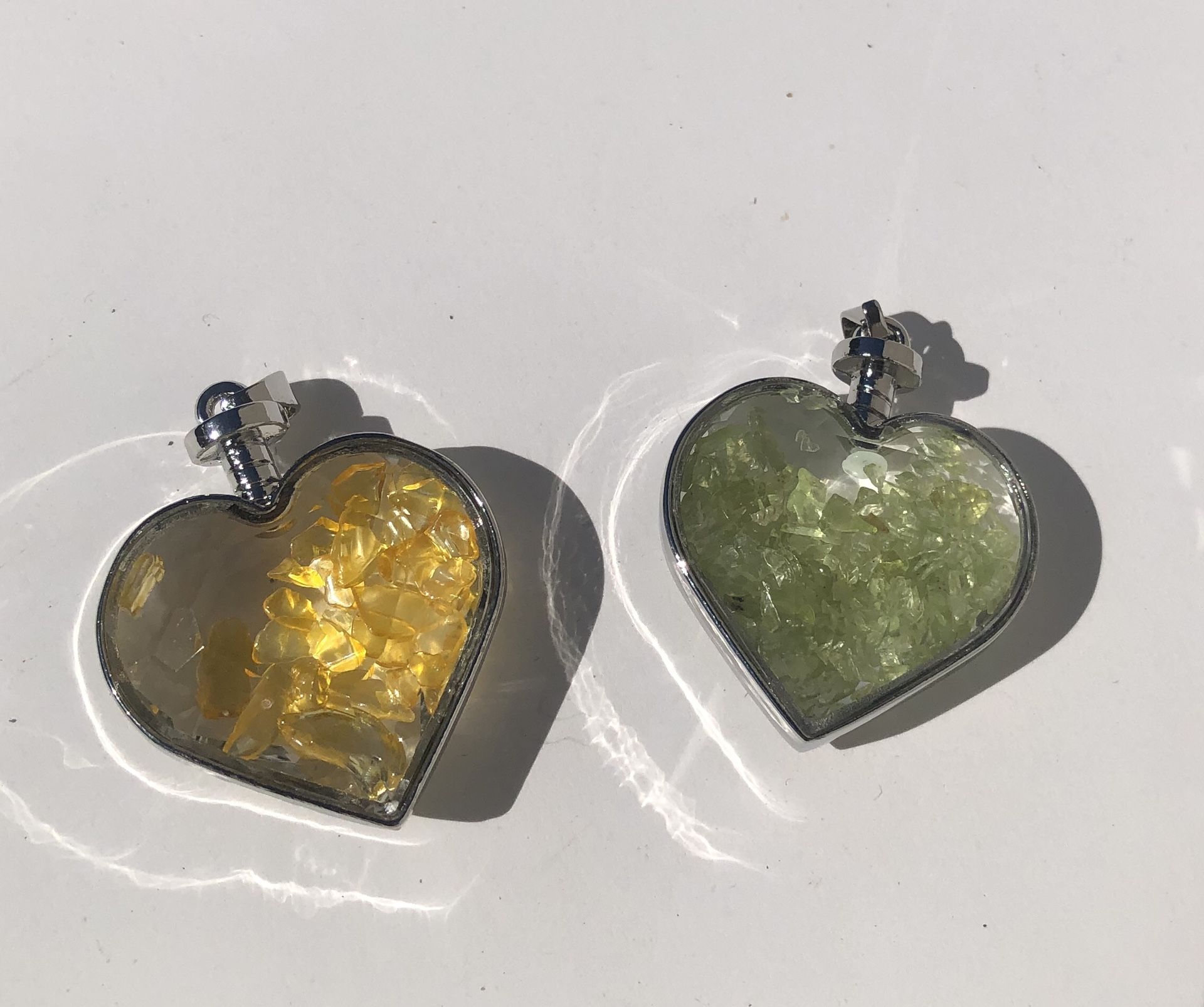 Gemstone Heart Pendant Locket Citrine Or Peridot August Birthstone Birthday Birth month Crystal Gift 