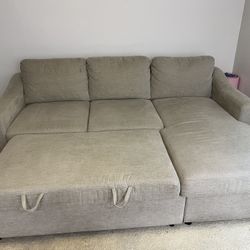 Coddle Aria Fabric Sleeper Sofa with Reversible Chaise and Storage, Beige