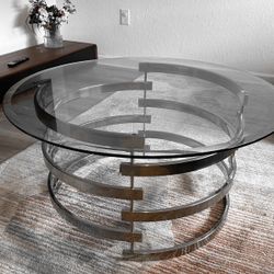LIKE NEW Coffee Table – Modern Glass & Steel