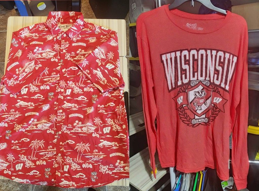 2 Men's Size Large Wisconsin Badgers Shirts