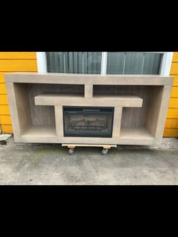 TV stand with electric fireplace holds up to 100 inch