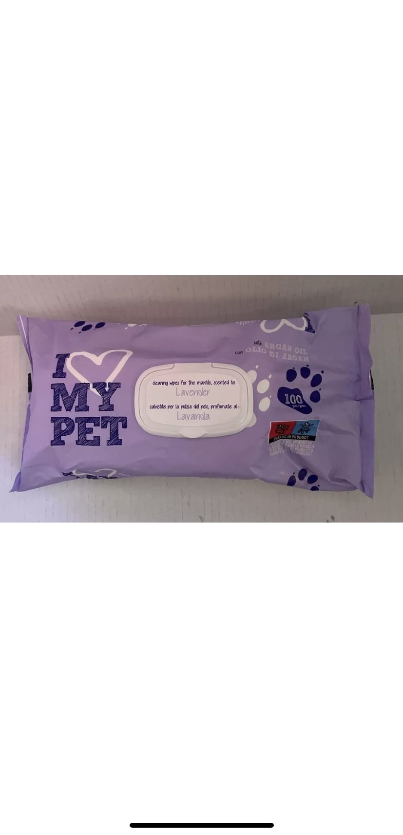 I Love My Pet; Cleaning Wipes For The Mantle, Lavender with Argan Oil 100 pz/pcs