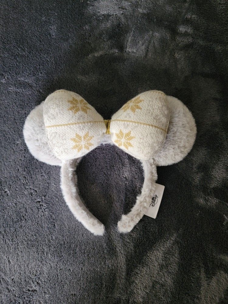 Disney Minnie Mouse Christmas Silver and Gold Ear Headband