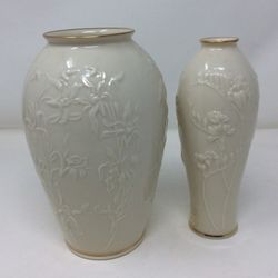 Lot of 2 Floral Pattern Lenox Vases (Tallest - 7.25in)