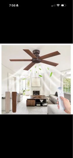 HINNIXY 42" Flush Mount Indoor/Covered Outdoor Oil Bronze Ceiling Fan w/ Remote