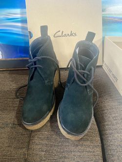 NEW CLARKS BLACK SUEDE WEDGE BOOT for WOMEN CLARKFORD DBT