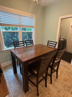 Dark Wood Counter-Height Dining Table with Chairs