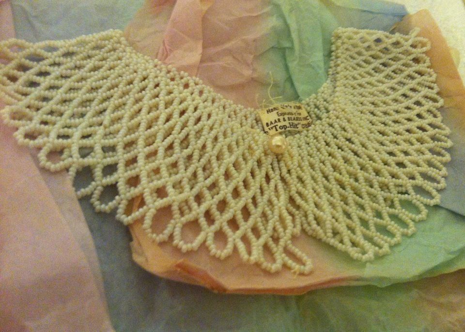 Vintage Italy Tiny Faux Pearl Beaded Collar "Choker" Necklace.
