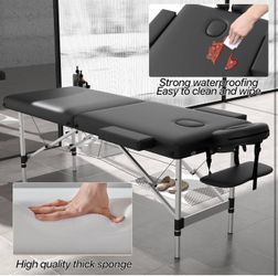 C3 Massage Table Massage Bed, Portable 2 Section Foldable Tattoo Bed, Height Adjustable Lash Spa Bed with Face Cradle, Home Light Weight Facial Salon 