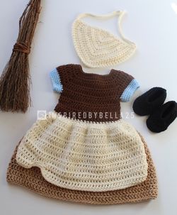 Handmade crochet, Princess Cinderella Maid inspired costume crochet , made to order