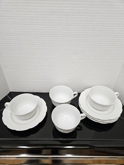 Dansk IVY (White) Cup & Saucer Set FRANCE set for 4