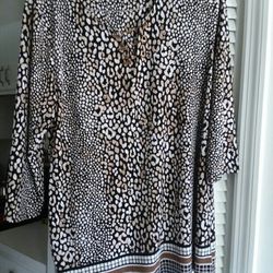 JM Collection Dark Brown Tunic Top With Crystal & Gold Studs & Gold Toggle Chain Closure Size Large