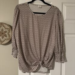 Women’s Cream And Brown Design Blouse