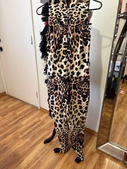 Leopard Print Jumpsuit with Fringe Detail