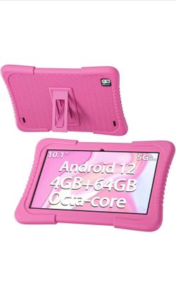 10 Inch Kids Tablet 4GB RAM 64GB ROM, Android 12 Tablet with Proof Case, Octa-Core 2.0Ghz Processor, 1280 * 800 IPS, 2MP+5MP Camera, 6000mAh, GPS, WiF