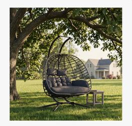Switte Modern 2-Person Weather-Resistant Egg Swing Chair with Stand