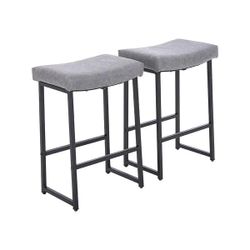 New Alpha Camp Saddle Design PU Leather Bar Stool with Sturdy Metal Frame