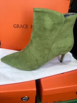Green Suede Pointed-Toe Ankle Boot