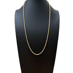 24” 10K Yellow Gold Diamond Cut Rope Chain 