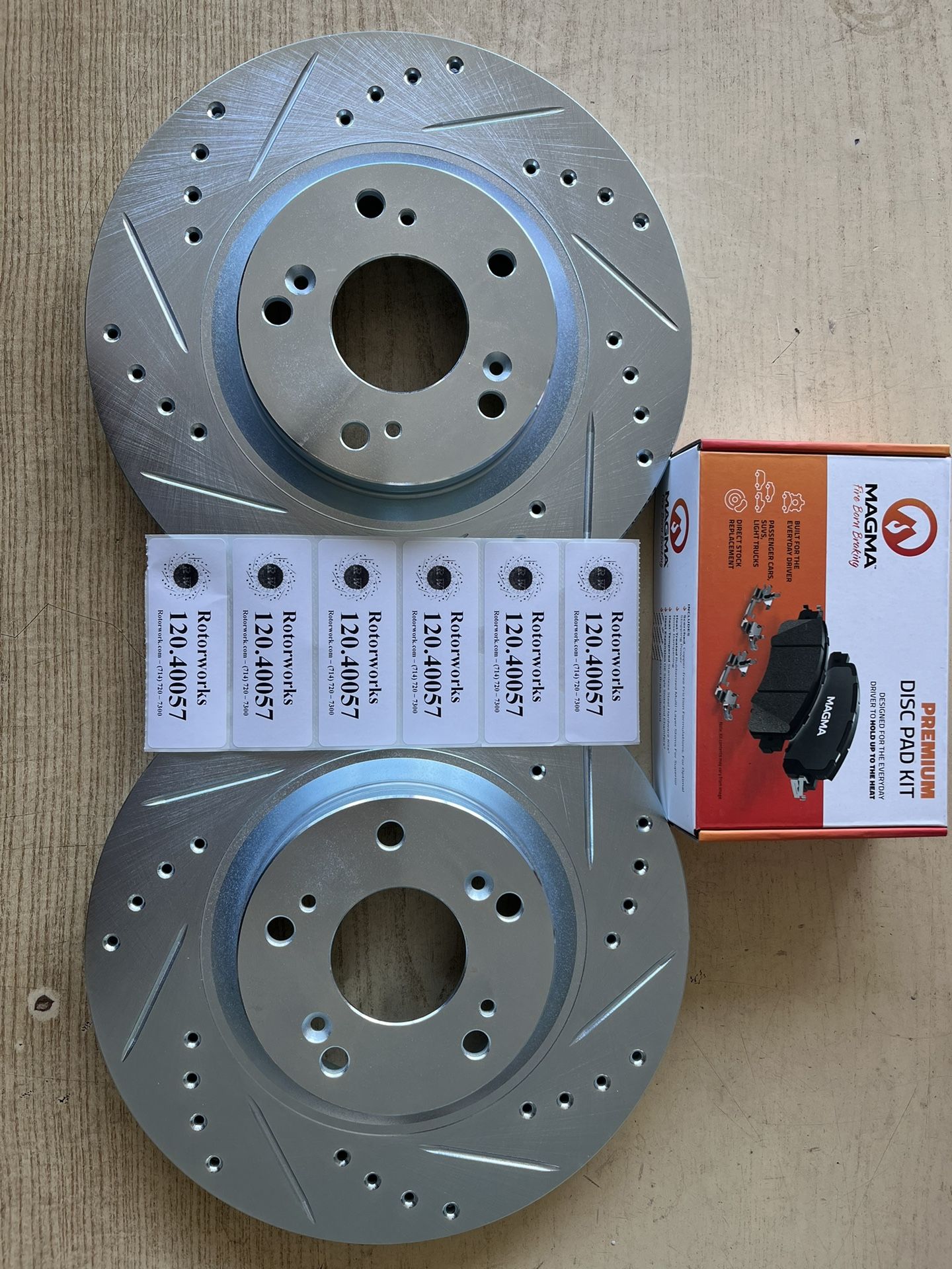 Honda Civic Si 2006-2015 Front Set Drill Slot Rotors Ceramic Pads 