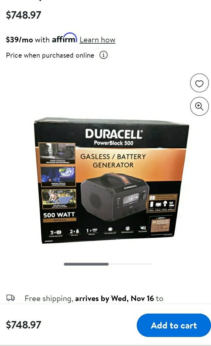 Duracell Power Block 500 Generator Brandnew $200