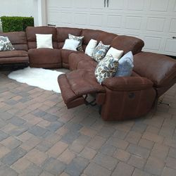Brown Reclining Sectional Sofa 