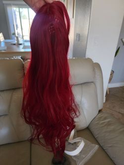 34" Red Costume Wig with New Wig Caps