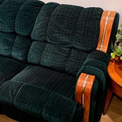 Dark Green Corduroy Loveseat Sofa