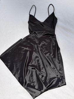 Black Satin Slip Midi Dress