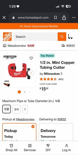 Milwaukee mini copper tubing cutter