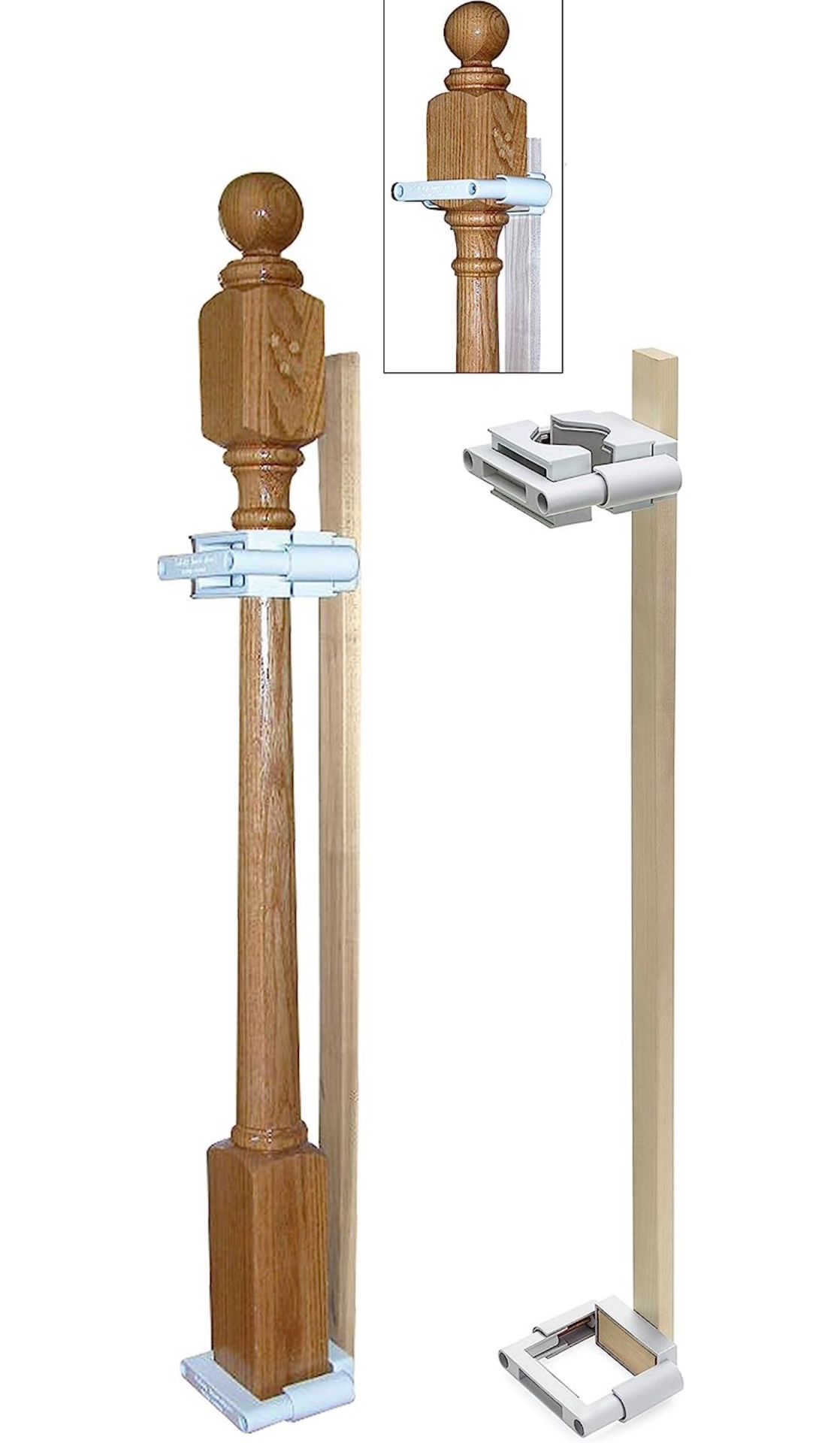 Safety Innovations No Hole Stairway Baby Gate Mounting Kit - Fits Posts from 2 3/4 inches to 3 5/8 inches Wide with Square or Round Tops - No Adhesive