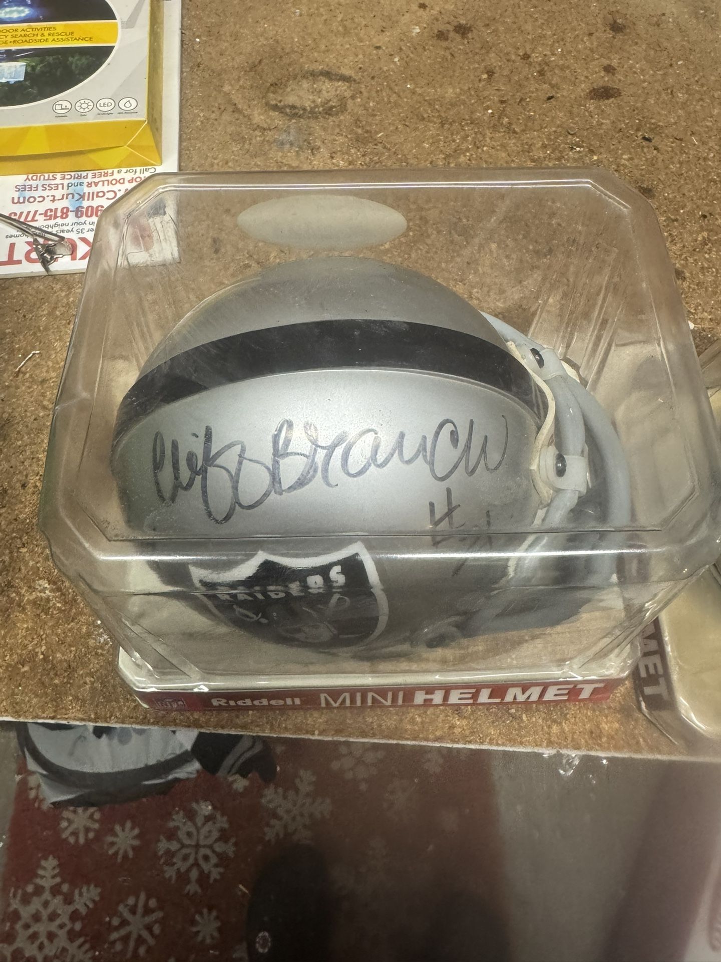 Raiders Mini Helmet Signed By Cliff Branch