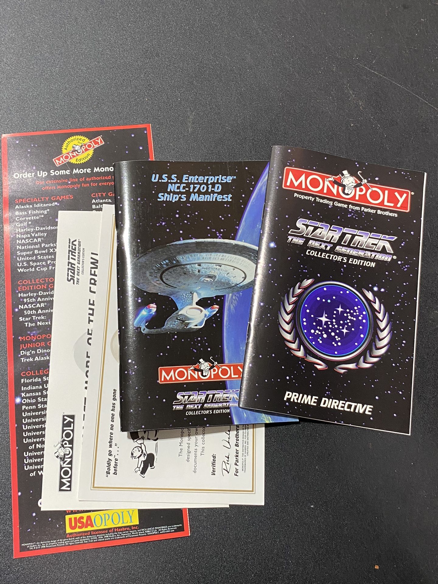 Star Trek The Next generation Monopoly Edition Instructions, Manuals, & Deeds
