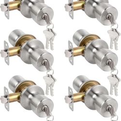 HOSOM 6 Pack Door Knobs with Lock and Key, Keyed Entry Door Knob, Exterior and Interior Door Lock for Front Door Commercial and Residential Area, Stai