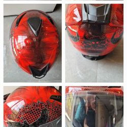 SPEED & STRENTH RUN WITH THE BULLS FULL FACE Motorcycle HELMET RED Large $80.  Comes With Storing Bag.  ICON Gloves Med $35  ICON Suit M-L Ajust $80.
