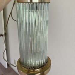 Mid Century Modern Vintage Side End Foyer Glass & Brass Lamp  