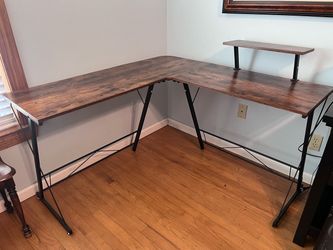 L-Shaped Desk with Monitor Shelf