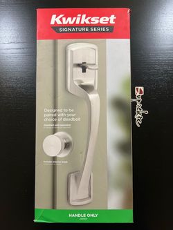 Kwikset Prague Satin Nickel Entry Door Handle Only with Round Pismo Knob