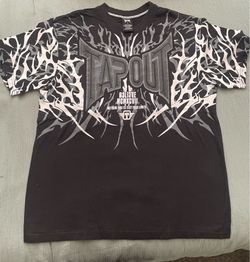 Tapout shirt, black and white, size is a small. Y2K